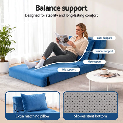Artiss 2 Pack Folding Sofa Bed Armless Lounger Foam Floor Sofas Futons Couches - Image 4