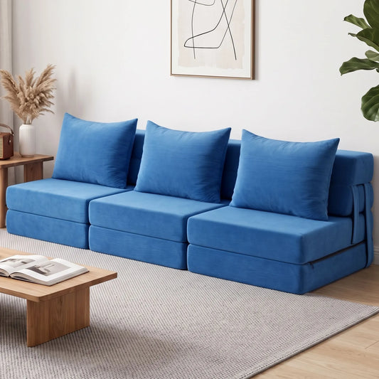 Artiss 3 Pack Folding Sofa Bed Armless Lounger Foam Floor Sofas Futons Couches
