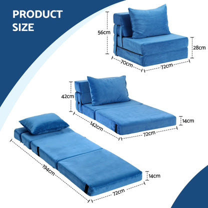 Artiss 3 Pack Folding Sofa Bed Armless Lounger Foam Floor Sofas Futons Couches - Image 2