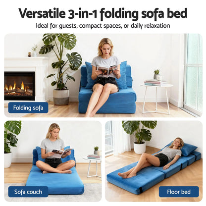 Artiss 4 Pack Folding Sofa Bed L-Shaped Modular Floor Sofas Foam Futons Couches - Image 3
