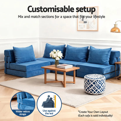 Artiss 4 Pack Folding Sofa Bed L-Shaped Modular Floor Sofas Foam Futons Couches - Image 5