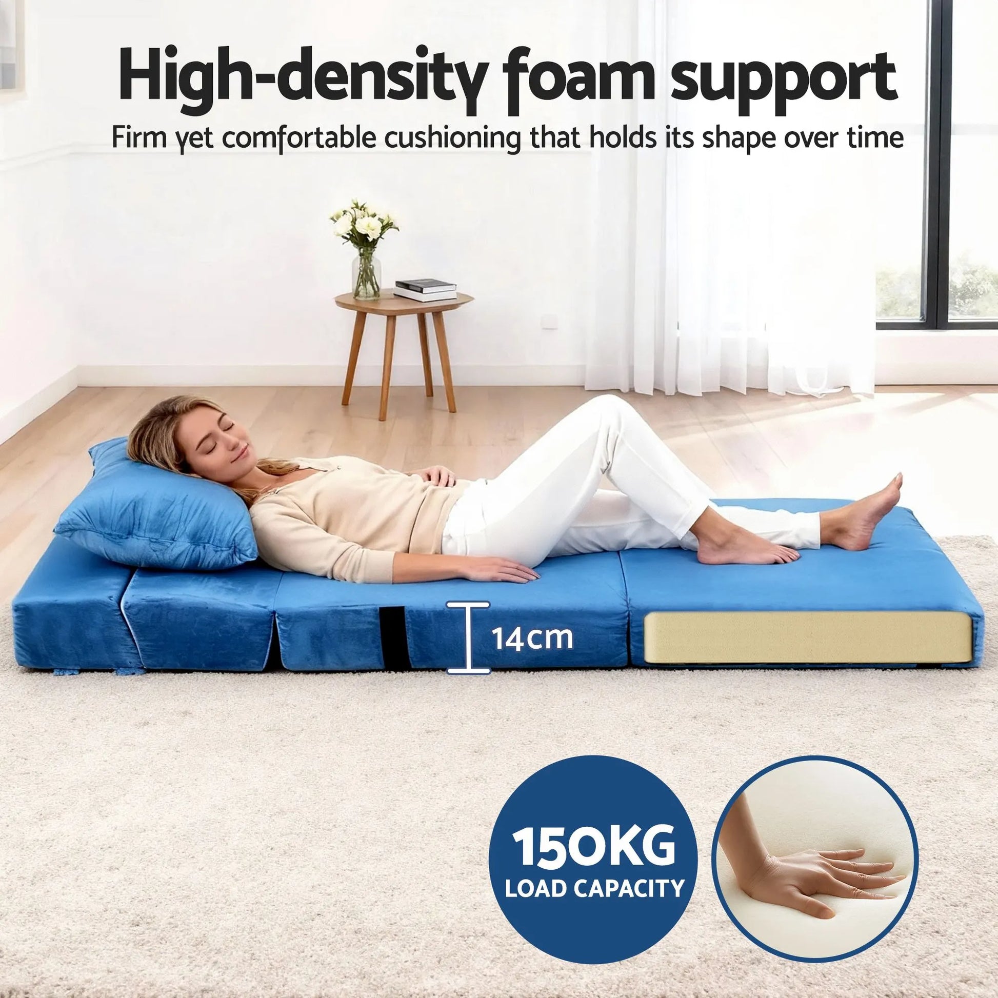 Artiss 4 Pack Folding Sofa Bed L-Shaped Modular Floor Sofas Foam Futons Couches - Image 6