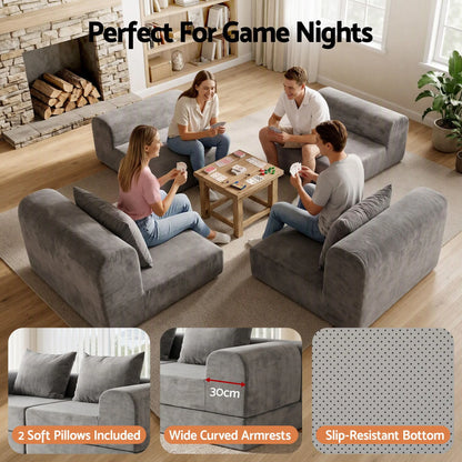Artiss 5-in-1 Convertible Sofa Bed Floor Mattress Modular Boneless Curved Couch - Image 5