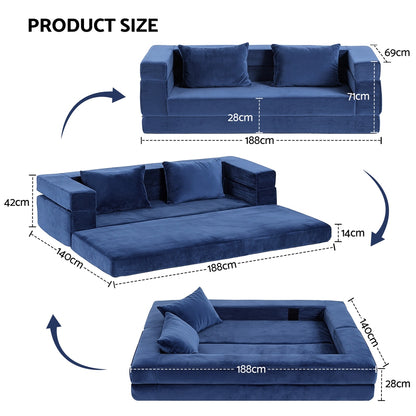 Artiss Convertible Folding Sofa Bed Pull Out Mattress Foldable Lounge Couch Chair - Image 3