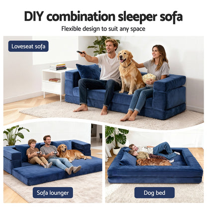 Artiss Convertible Folding Sofa Bed Pull Out Mattress Foldable Lounge Couch Chair - Image 5