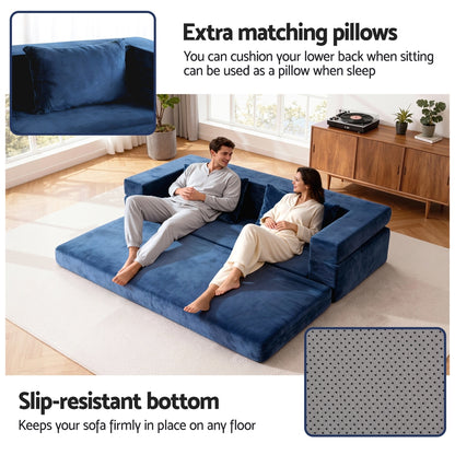 Artiss Convertible Folding Sofa Bed Pull Out Mattress Foldable Lounge Couch Chair - Image 7