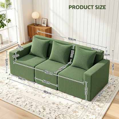 Artiss Modular 3-Seater Sofa Bed Convertible Sectional Floor Couch with Deep Seat - Image 3