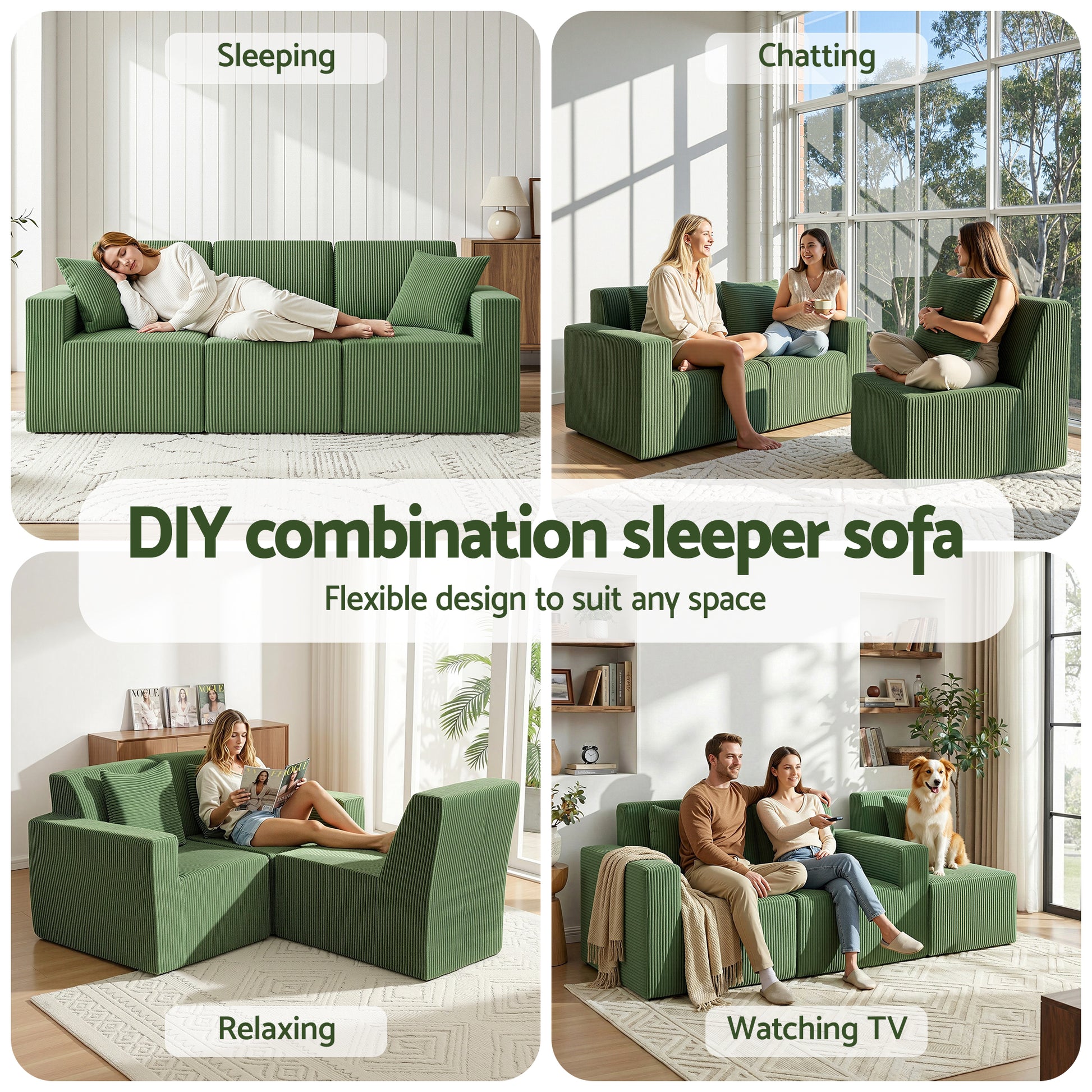 Artiss Modular 3-Seater Sofa Bed Convertible Sectional Floor Couch with Deep Seat - Image 5