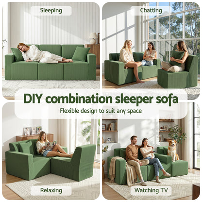 Artiss Modular 3-Seater Sofa Bed Convertible Sectional Floor Couch with Deep Seat - Image 5