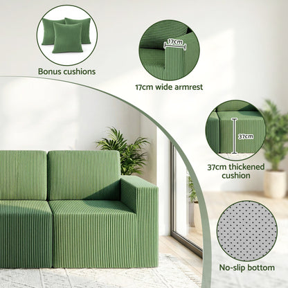 Artiss Modular 3-Seater Sofa Bed Convertible Sectional Floor Couch with Deep Seat - Image 9