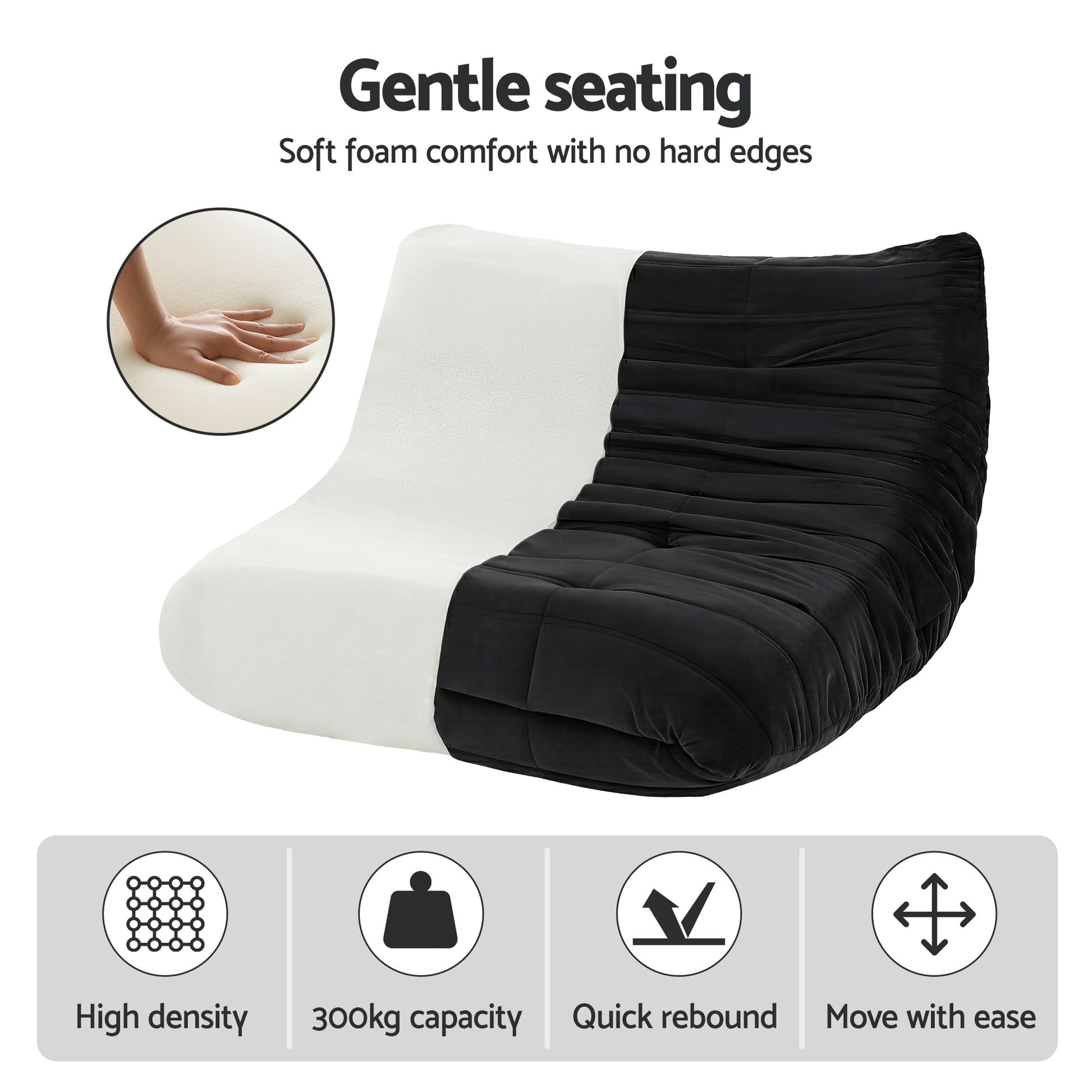 Artiss Lazy Sofa 2 Seaters Accent Caterpillar Chair Floor Couch Armless Lounge  - Image 7