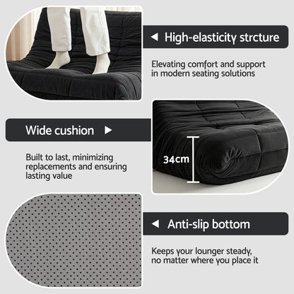 Artiss Lazy Sofa 2 Seaters Accent Caterpillar Chair Floor Couch Armless Lounge  - Image 9