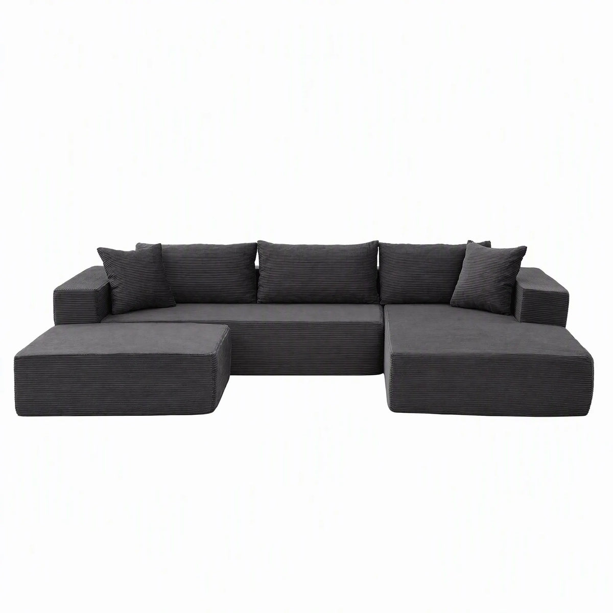 Artiss Modular Sectional Sofa Bed U-Shape 4-Seater Couch Chaise Ottoman Corduroy - Image 8