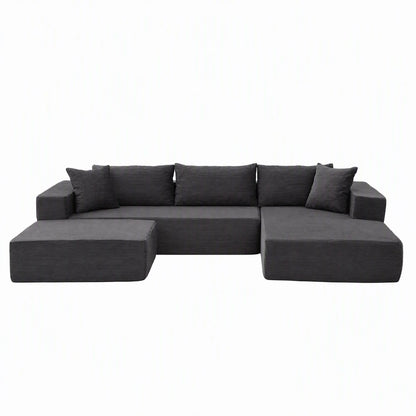 Artiss Modular Sectional Sofa Bed U-Shape 4-Seater Couch Chaise Ottoman Corduroy - Image 8