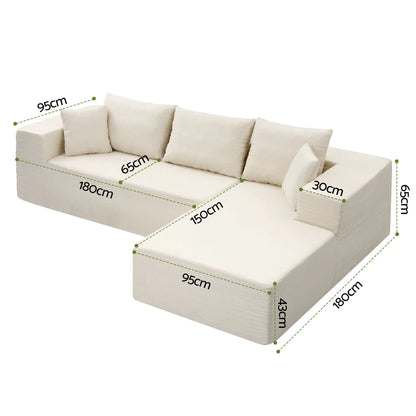 Artiss Modular Sectional Sofa 4-Seater L-Shaped Boneless Sofa Bed Chaise Lounge - Image 2