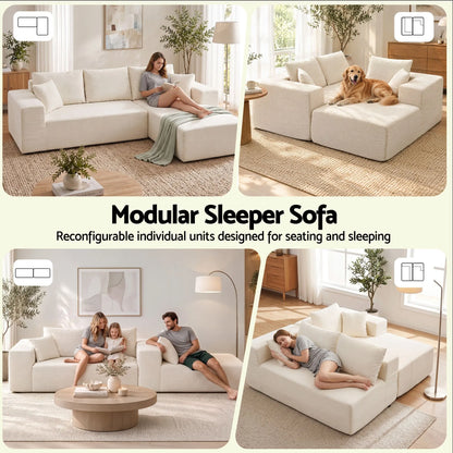 Artiss Modular Sectional Sofa 4-Seater L-Shaped Boneless Sofa Bed Chaise Lounge - Image 3
