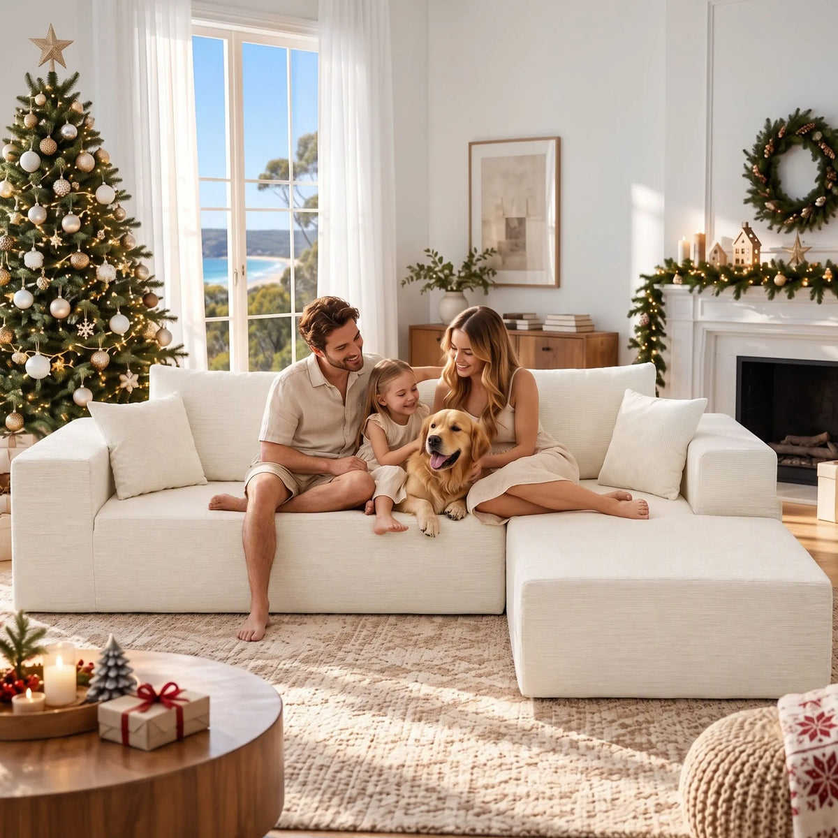 Artiss Modular Sectional Sofa 4-Seater L-Shaped Boneless Sofa Bed Chaise Lounge - Image 6