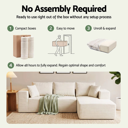 Artiss Modular Sectional Sofa 4-Seater L-Shaped Boneless Sofa Bed Chaise Lounge - Image 7