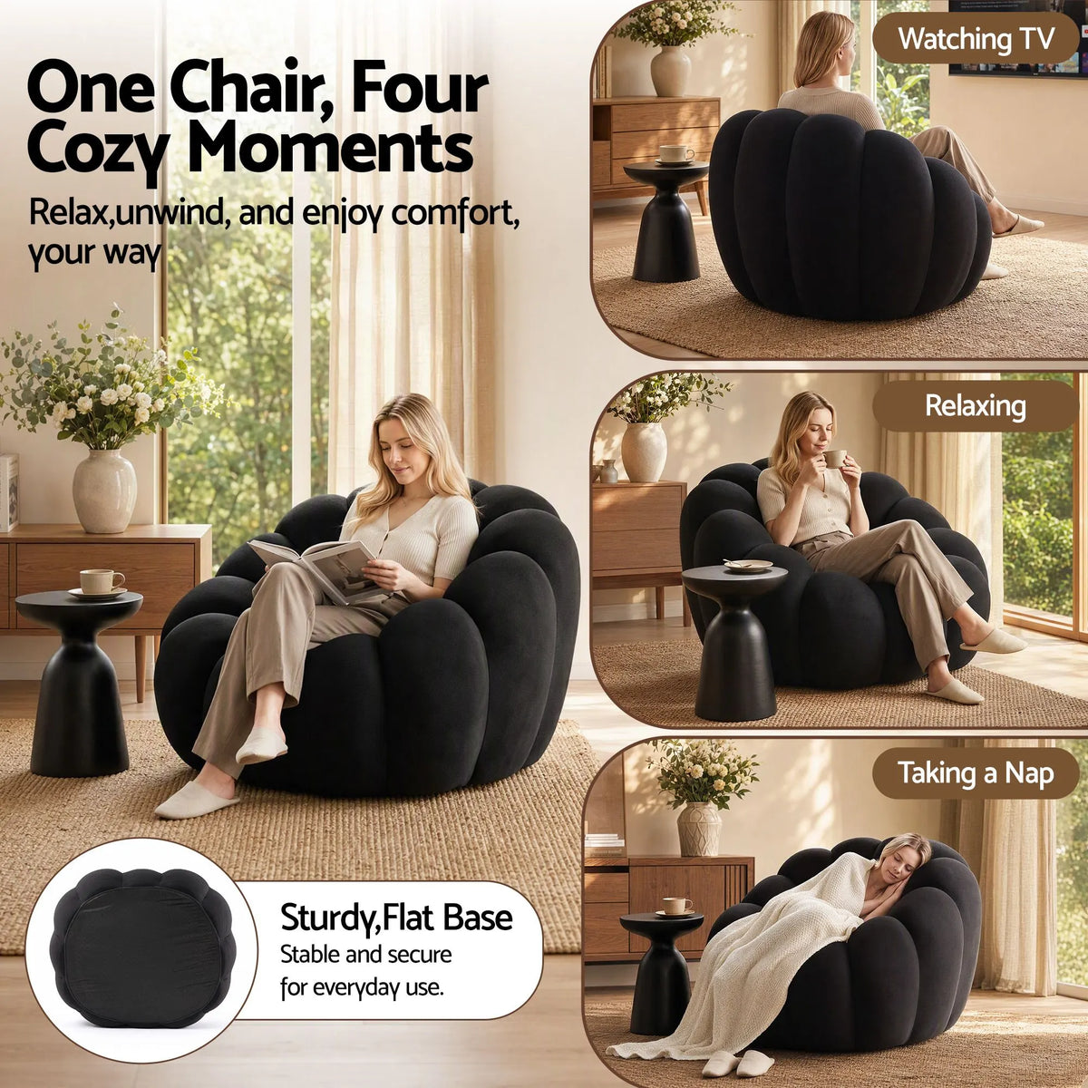 Artiss Bubble Floor Sofa Lazy Couch Single Lounge Chair Reading Accent Chairs - Image 3
