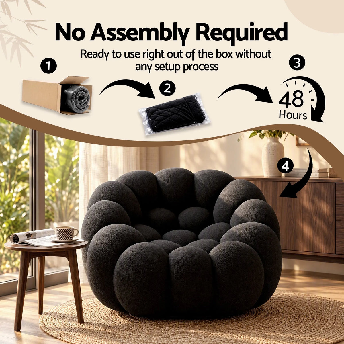 Artiss Bubble Floor Sofa Lazy Couch Single Lounge Chair Reading Accent Chairs - Image 7