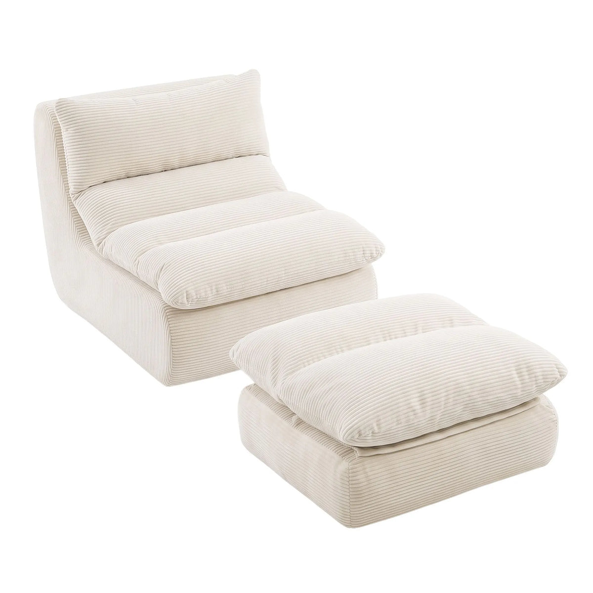 Artiss Lounge Chair Ottoman Single Sofa Couch Boneless Corduroy Chaise Footrest - Image 8