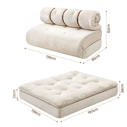 Artiss Convertible Sofa Bed Roll-Up Sleeper Chair Fold Out Couch Floor Lounge - Image 2