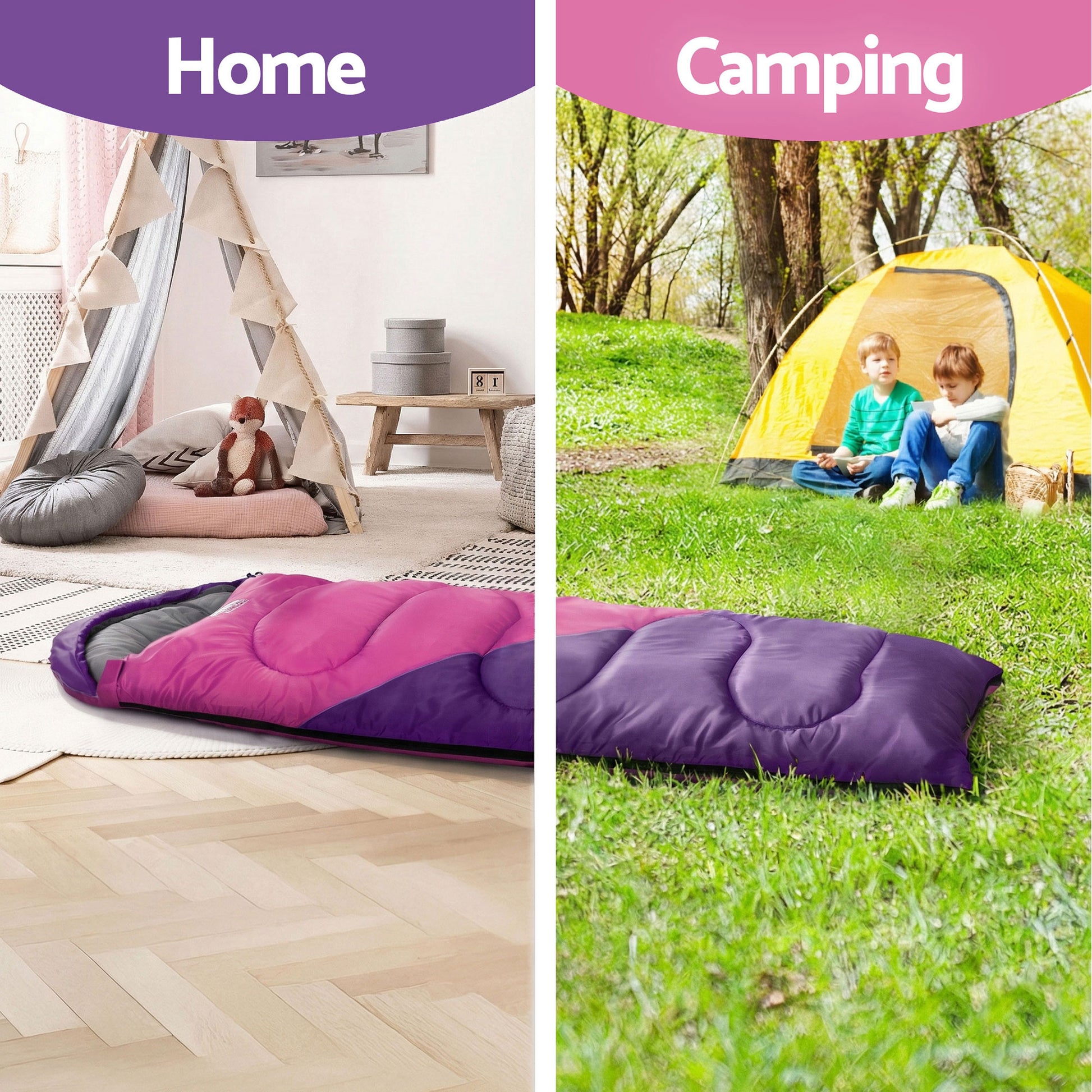 Weisshorn Sleeping Bag Set of 2 Kids Single 172cm Thermal Camping Hiking - Image 9
