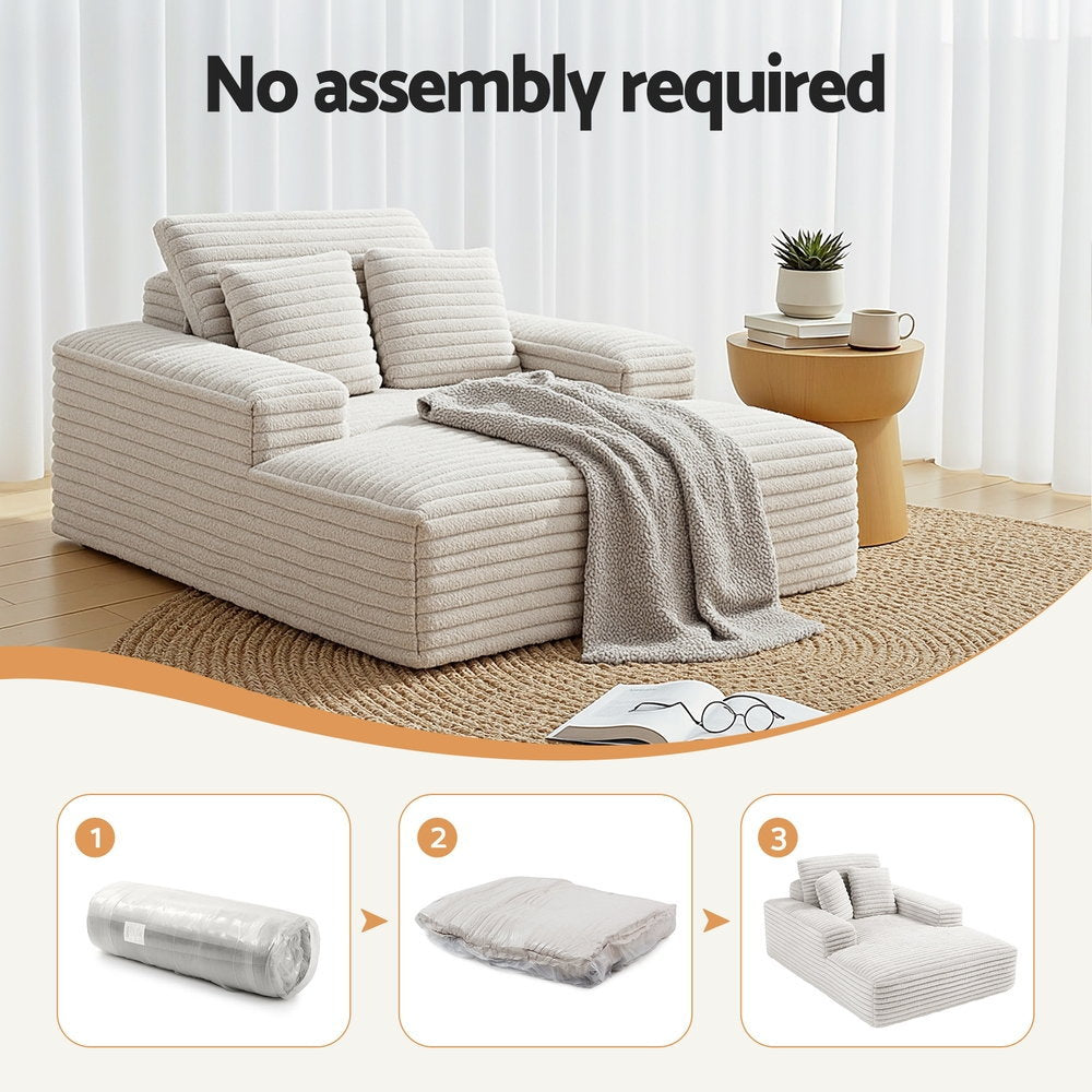 Artiss Sofa Bed Lounge Chair Recliner Couch Reading Chairs Sleeper Cloud Sofas Faux Fur Fabric - Image 5