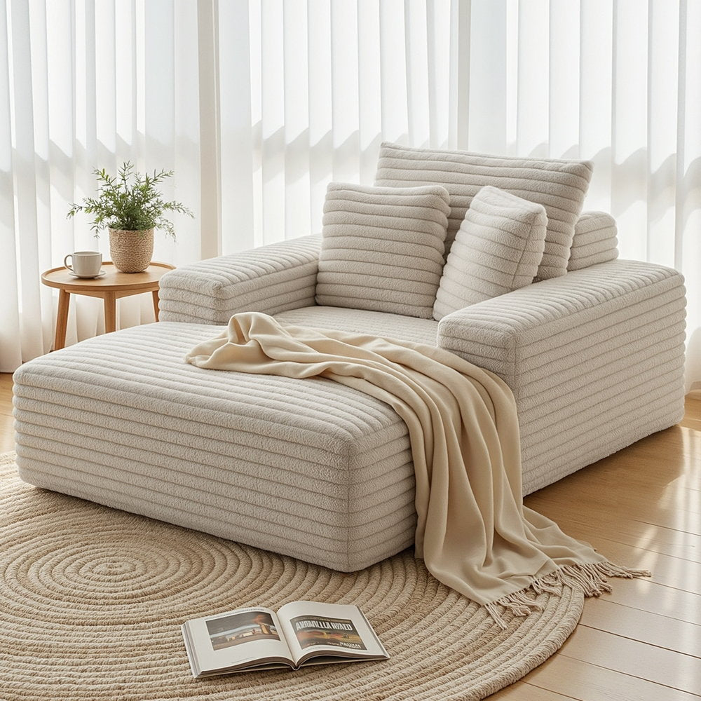 Artiss Sofa Bed Lounge Chair Recliner Couch Reading Chairs Sleeper Cloud Sofas Faux Fur Fabric - Image 7