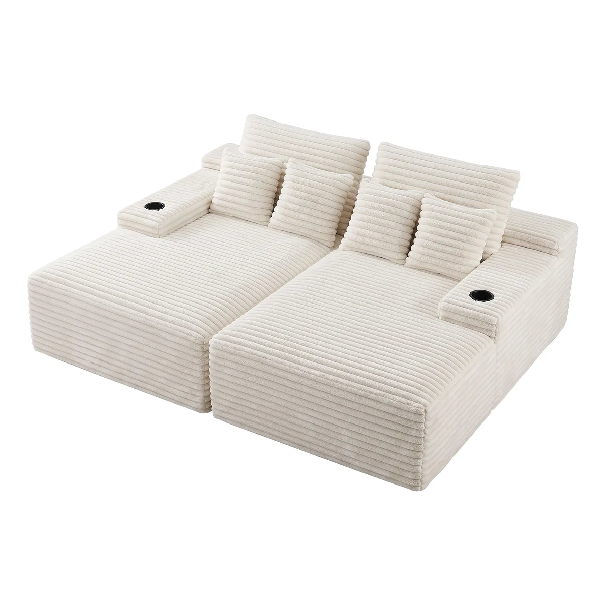 Artiss Double Chaise Lounge Sofa 2-Seater Modular Sofa Lounge Chair Couch Beige - Image 7