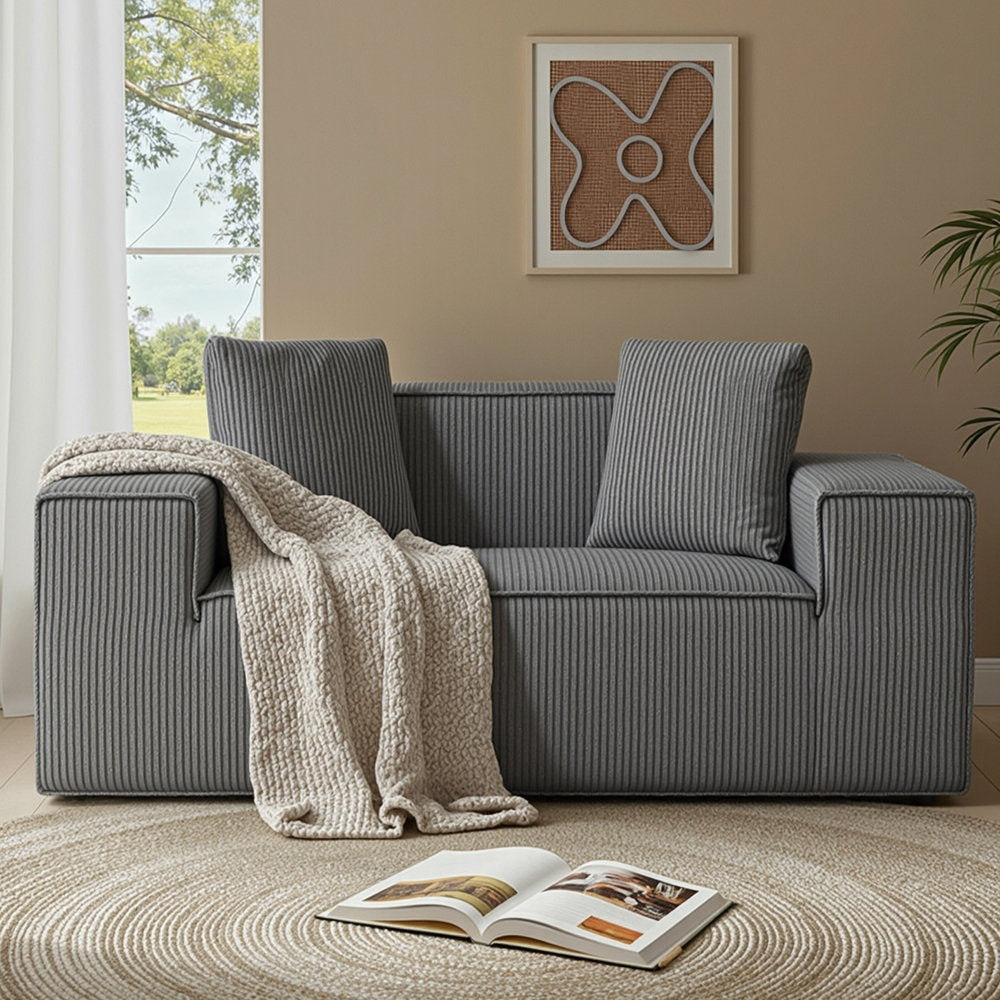 Artiss 2 Seater Sofa Loveseat Sofas Bed Couch No Assembly Corduroy Small Couches Apartement - Image 4