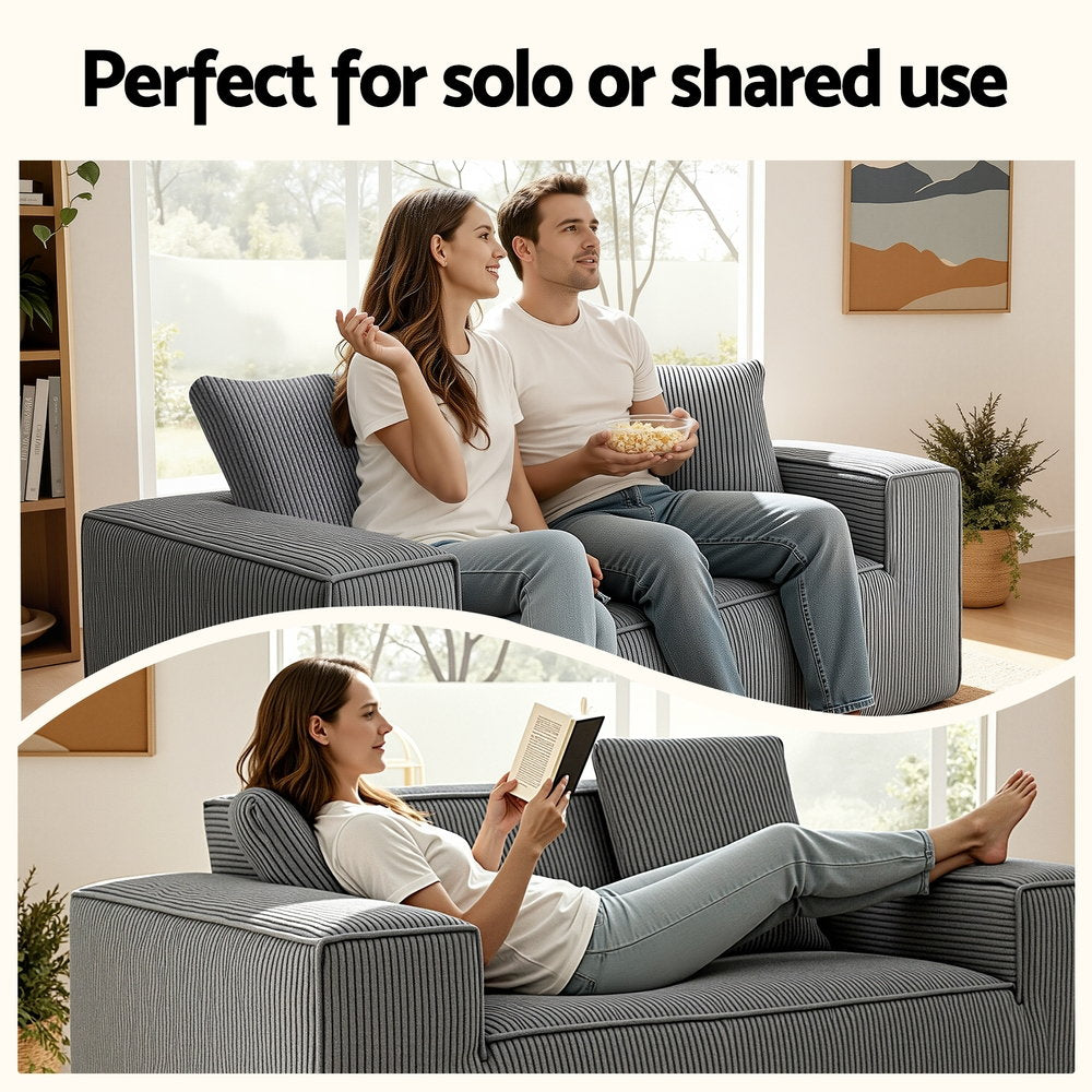 Artiss 2 Seater Sofa Loveseat Sofas Bed Couch No Assembly Corduroy Small Couches Apartement - Image 9
