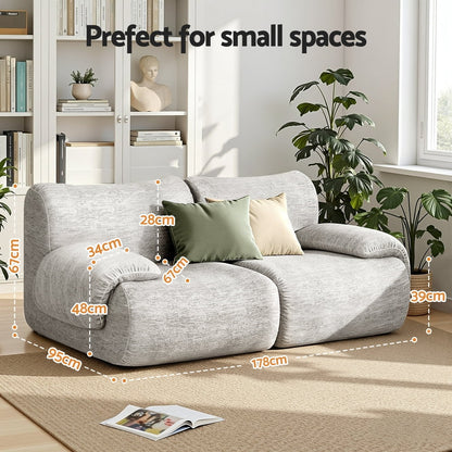 Artiss 2 Seater Sofa Modular Sectional Sofas Couch Bed No Assembly Living Room Grey - Image 2