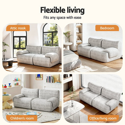 Artiss 2 Seater Sofa Modular Sectional Sofas Couch Bed No Assembly Living Room Grey - Image 4