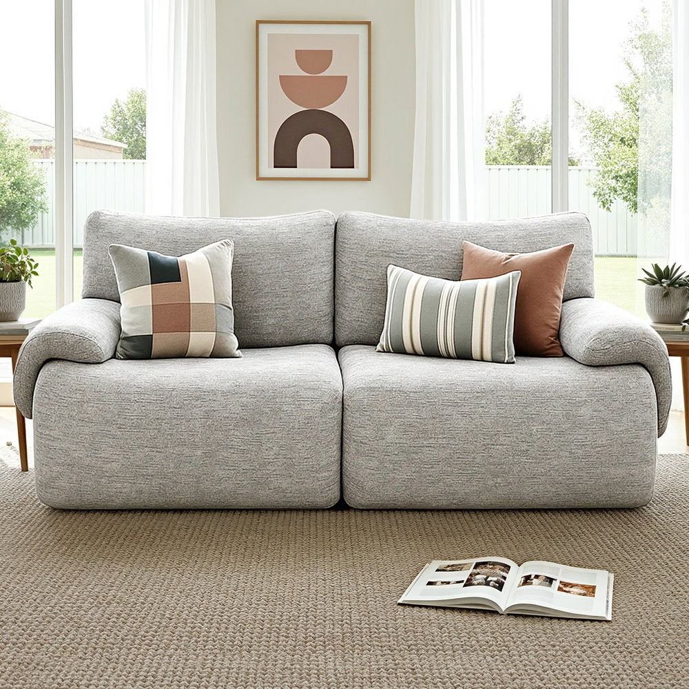 Artiss 2 Seater Sofa Modular Sectional Sofas Couch Bed No Assembly Living Room Grey - Image 7