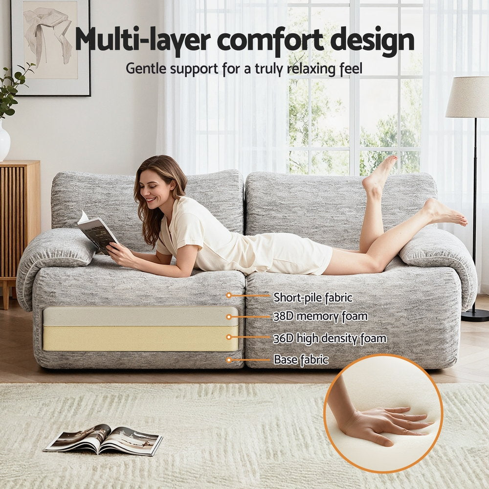 Artiss 2 Seater Sofa Modular Sectional Sofas Couch Bed No Assembly Living Room Grey - Image 8