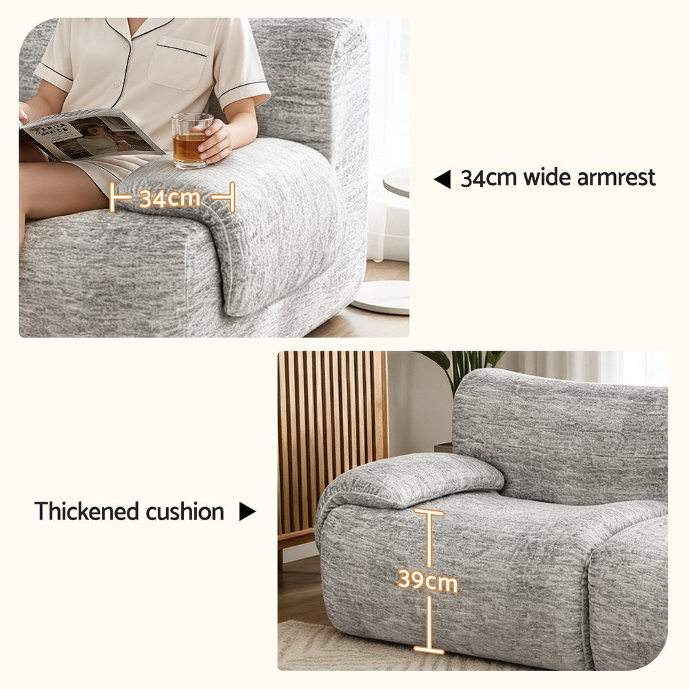 Artiss 2 Seater Sofa Modular Sectional Sofas Couch Bed No Assembly Living Room Grey - Image 9