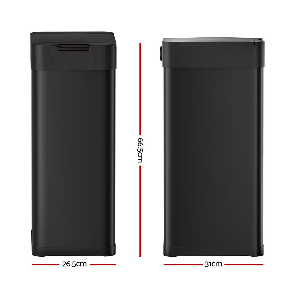 Devanti 50L Sensor Bin Motion Rubbish Bins Kitchen Automatic Trash Can Black - Image 2