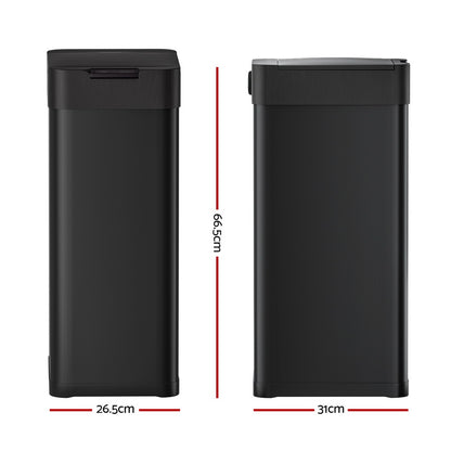 Devanti 50L Sensor Bin Motion Rubbish Bins Kitchen Automatic Trash Can Black - Image 2