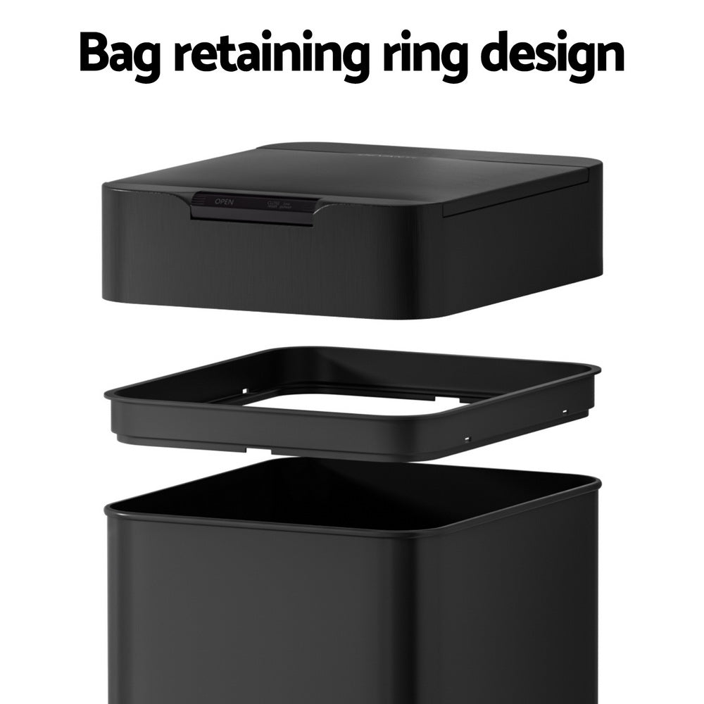 Devanti 50L Sensor Bin Motion Rubbish Bins Kitchen Automatic Trash Can Black - Image 5