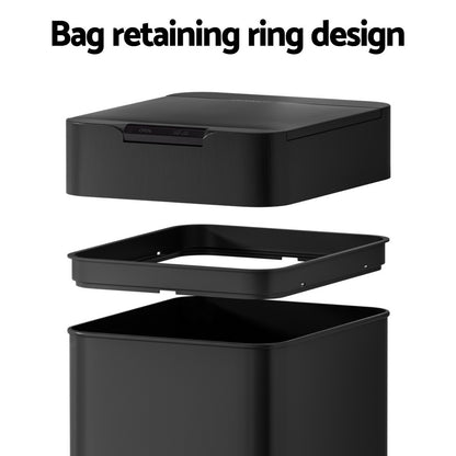 Devanti 50L Sensor Bin Motion Rubbish Bins Kitchen Automatic Trash Can Black - Image 5