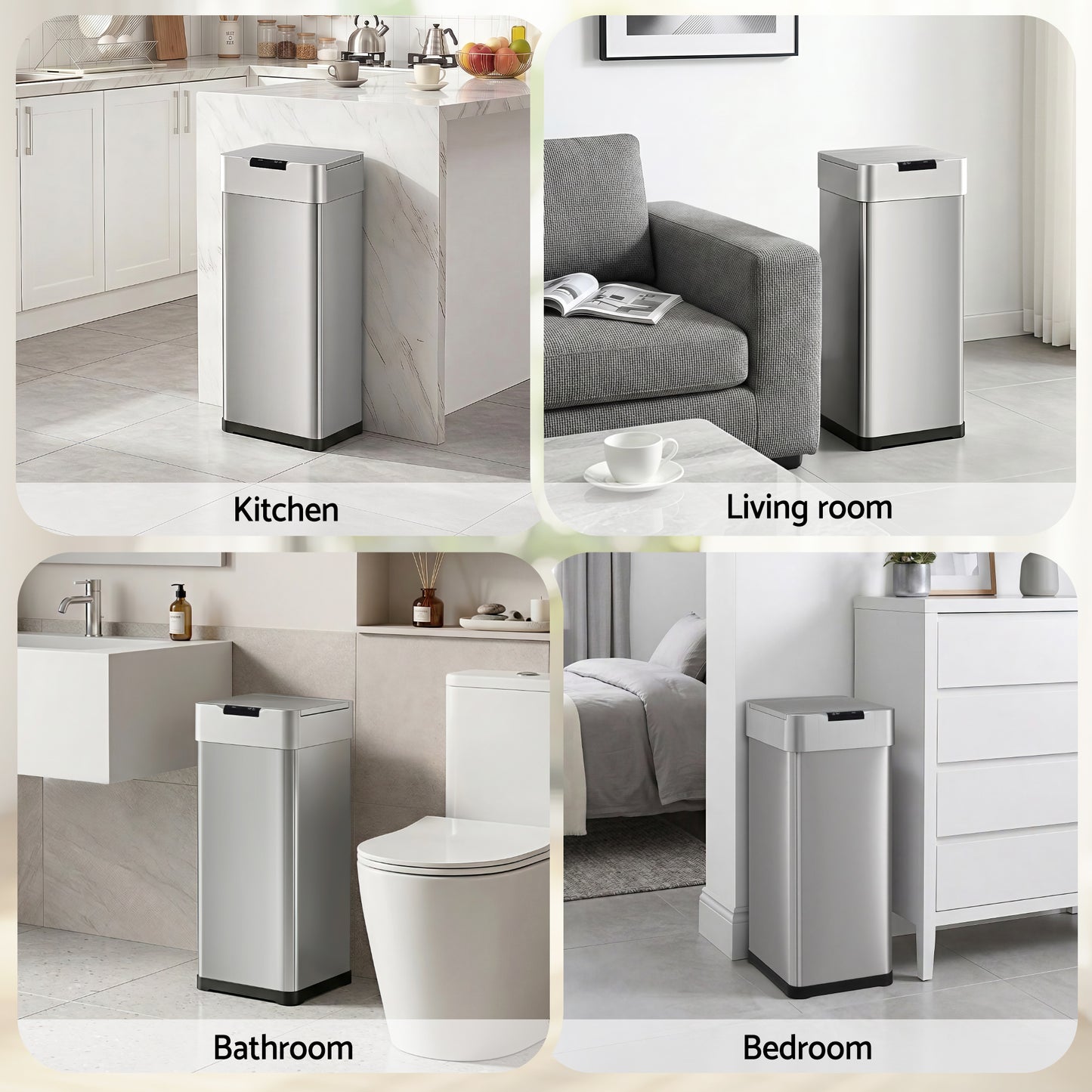 Devanti 50L Motion Sensor Bin Rubbish Bins Kitchen Automatic Trash Can Silver - Image 7