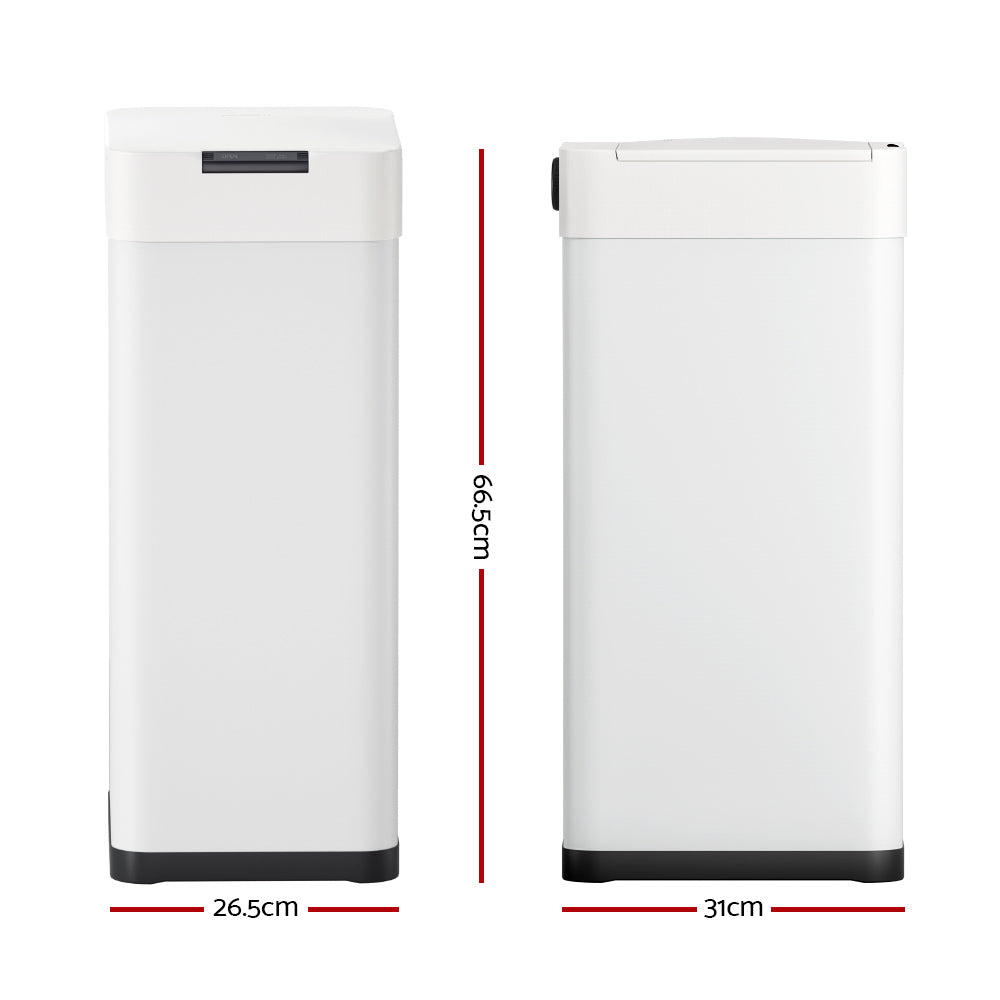 Devanti 50L Sensor Bin Motion Rubbish Bins Kitchen Automatic Trash Can White - Image 2