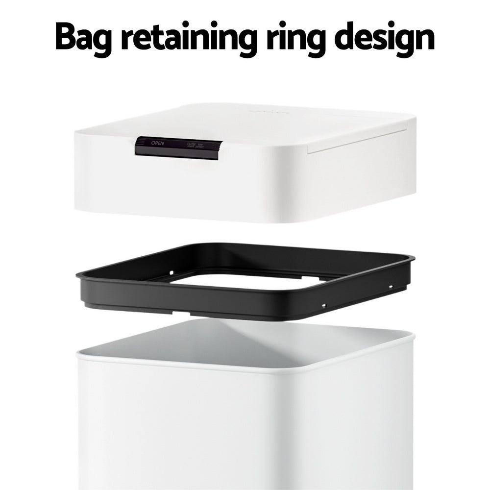 Devanti 50L Sensor Bin Motion Rubbish Bins Kitchen Automatic Trash Can White - Image 5