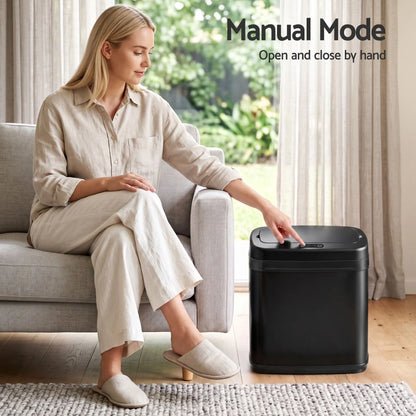 Devanti 15L Motion Sensor Bin Touchless Bins Soft-Close Rubbish Trash Can Black - Image 5