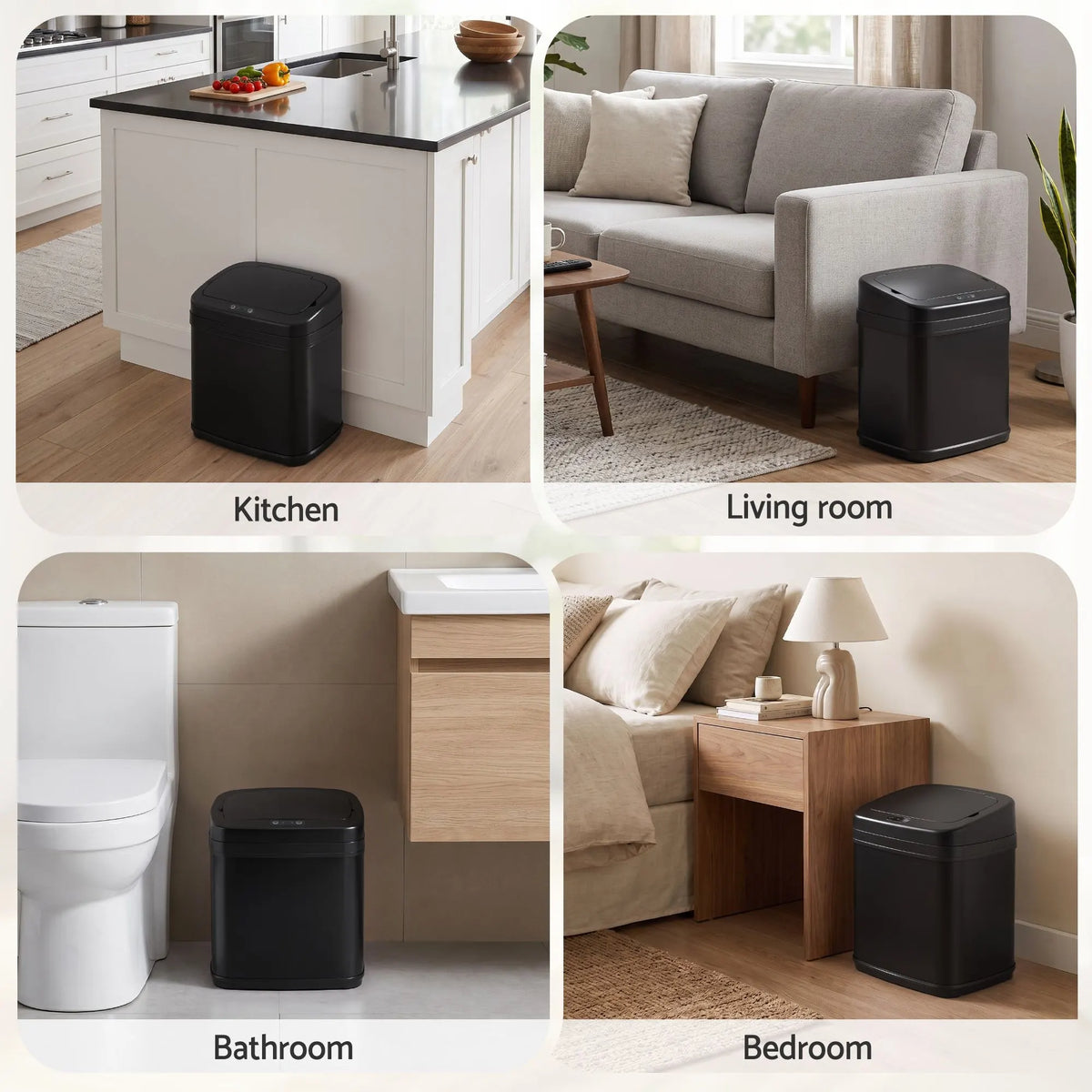 Devanti 15L Motion Sensor Bin Touchless Bins Soft-Close Rubbish Trash Can Black - Image 8
