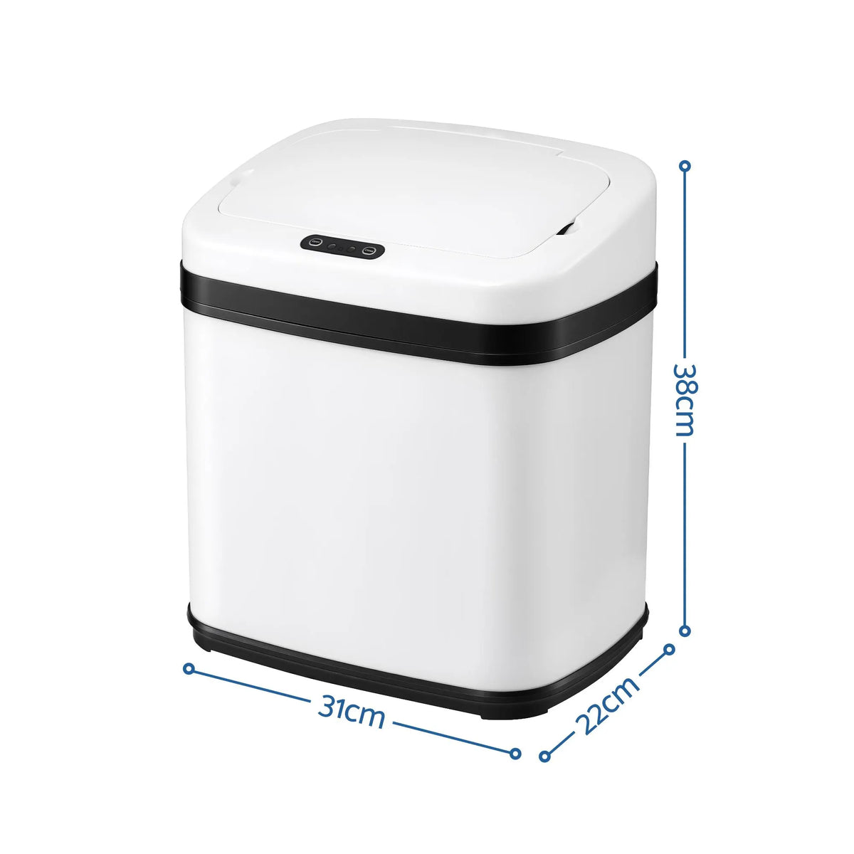 Devanti 15L Motion Sensor Bin Touchless Bins Soft-Close Rubbish Trash Can White - Image 2