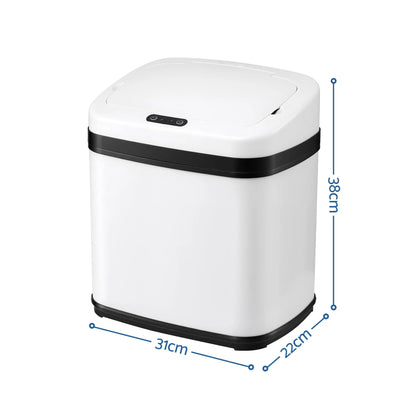 Devanti 15L Motion Sensor Bin Touchless Bins Soft-Close Rubbish Trash Can White - Image 2