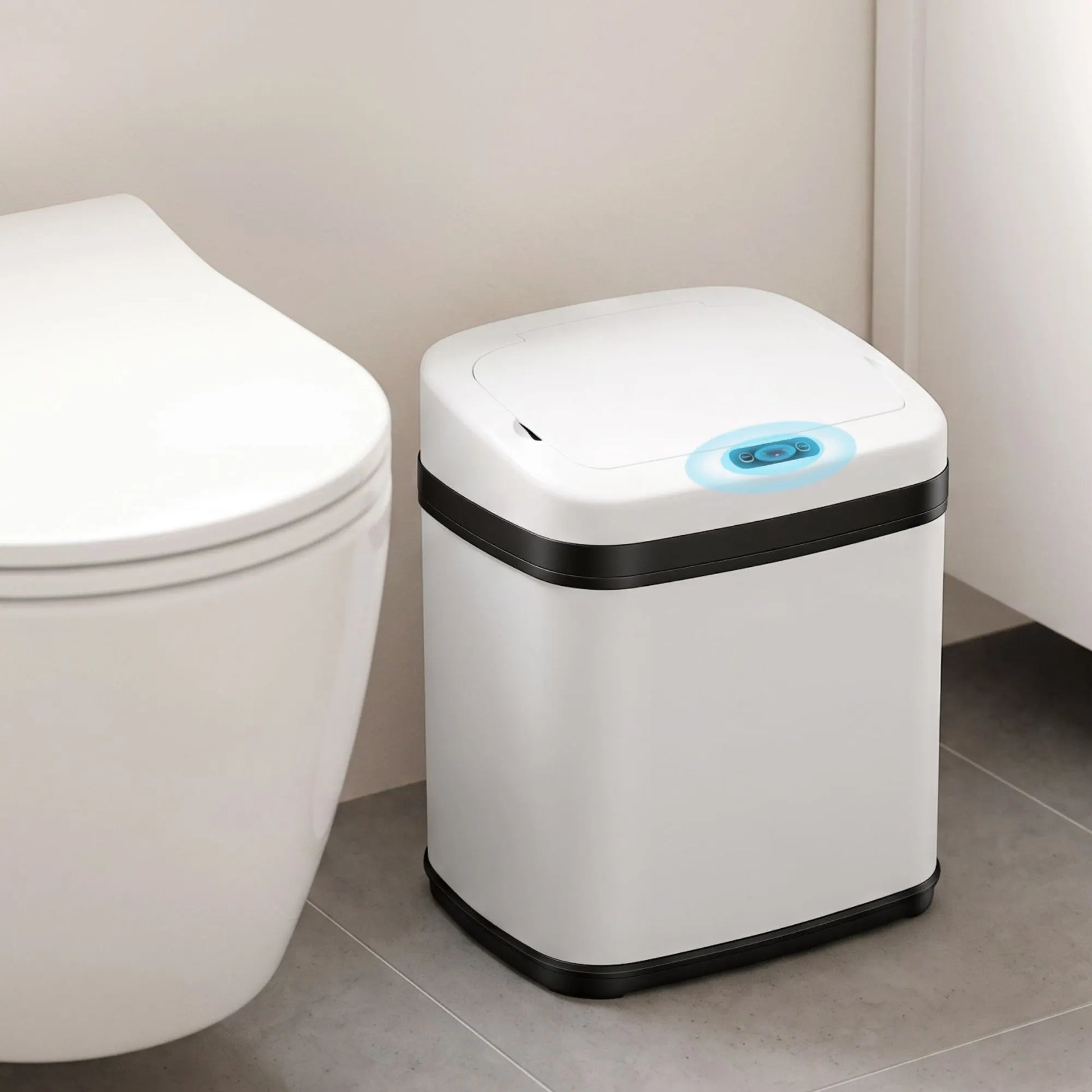 Devanti 15L Motion Sensor Bin Touchless Bins Soft-Close Rubbish Trash Can White - Image 9