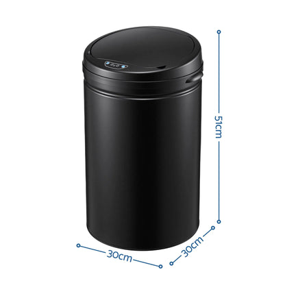 Devanti 30L Sensor Bin Automatic Touchless Trash Can Garbage Rubbish Black - Image 2